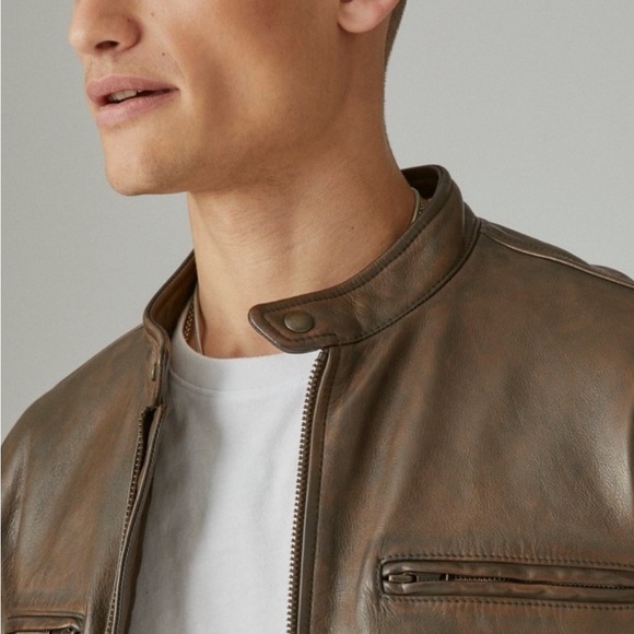 Lucky Brand: Classic Washed Leather Bonneville Jacket - Picture 2 of 6